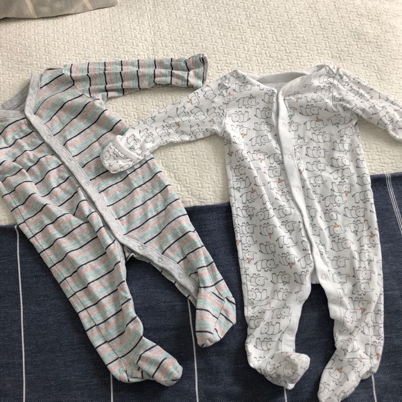 footed onesies with mitten cuffs